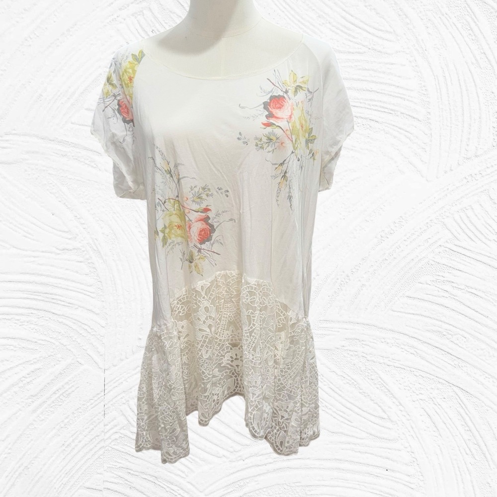 Johnny Was 4 Love And‎ Liberty Cotton Silk Floral Lace Blouse XL whimsigoth $168